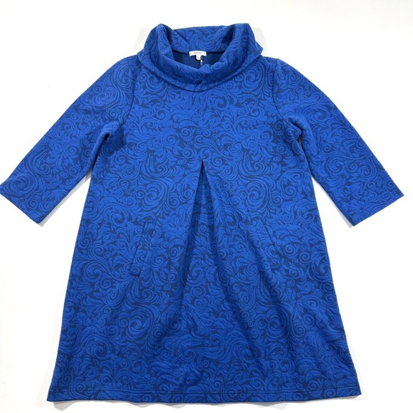 Tyler Boe Kim Cowl Neck Tunic Dress Blue Pockets - Picture 1 of 6